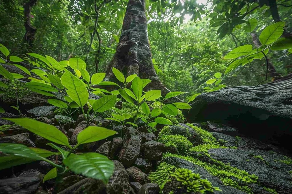 Pachira pousses sur le tronc